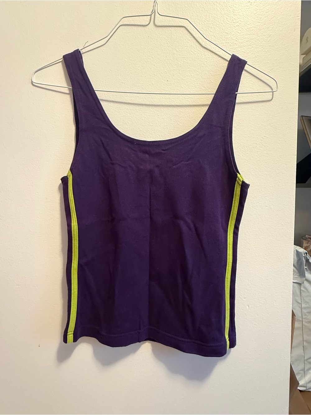 Y2K Purple Tank Top with Lime Side Stripes